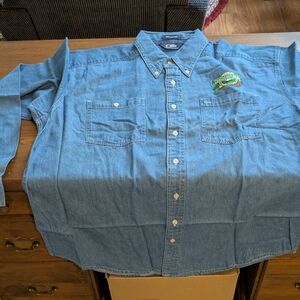 Men's Cascadian Farm Denim Jean Shirt with Embroidered Logo, Cotton
